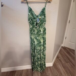 Justify Green and White Tropical Dress
